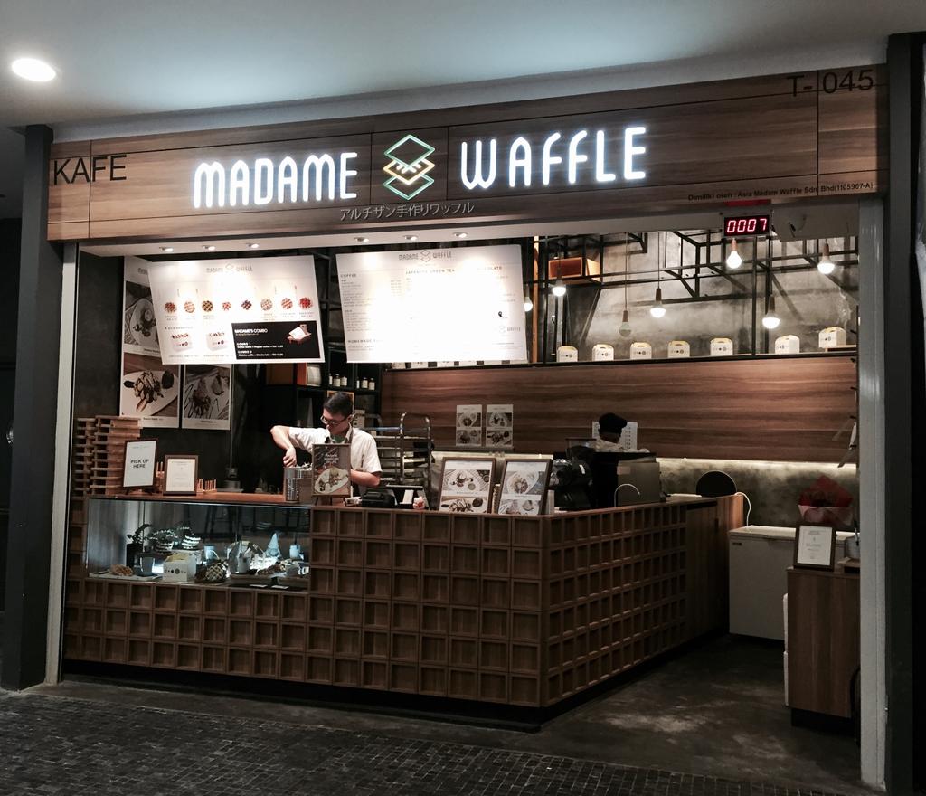 Madame Waffle @ Midvalley, Commercial, Interior Designer, MLA Design, Industrial, Cafe, White Sink Countertop, Display Counter, Hanging Lamps, Pendant Lamps, Light Bulb Pendant Lamp, Wooden Paneling, Human, People, Person, Restaurant, Kiosk