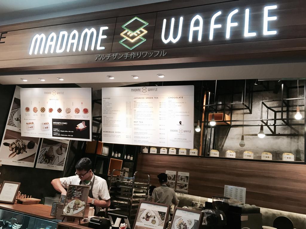 Madame Waffle @ Midvalley, Commercial, Interior Designer, MLA Design, Industrial, Cafe, White Sink Countertop, Display Counter, Hanging Lamps, Pendant Lamps, Light Bulb Pendant Lamp, Wooden Paneling, Human, People, Person, Restaurant