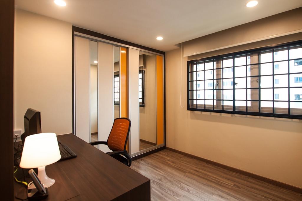 Modern, HDB, Study, Ang Mo Kio (Block 234), Interior Designer, Space Atelier, Laminated Floor, Office Chair, Wooden Floor, Study Desk, Wooden Desk, White Lamp, Table Lamp, Recessed Lights