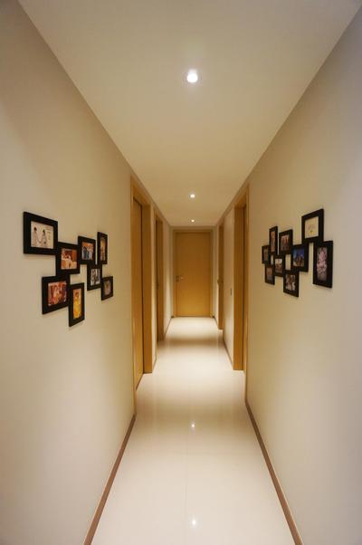 Blossom Residences, Space Atelier, Contemporary, Condo, Recessed Lights, White Floor, White Wall, Wall Portrait, Corridor, Art, Art Gallery