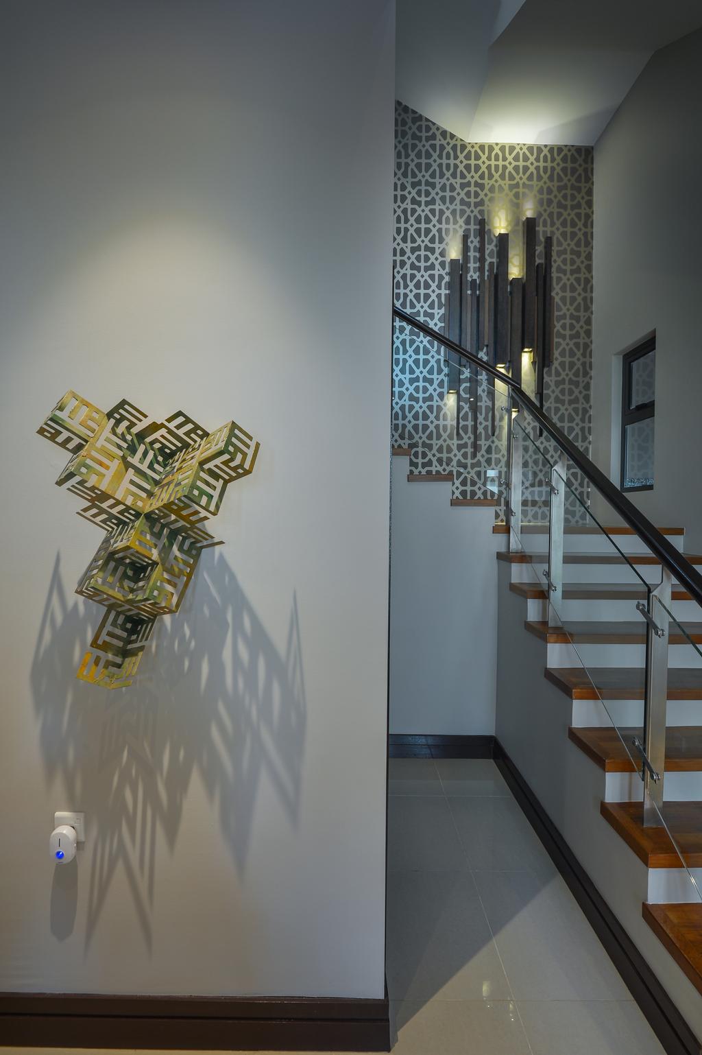 Contemporary, Landed, Kiara View, Interior Designer, Hoe & Yin Design Studio, Banister, Handrail, Staircase