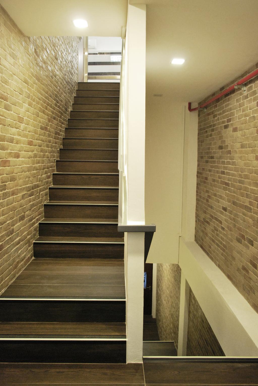 198 Office, Commercial, Architect, Czarl Architects, Transitional, Stairs, Staircase, Red Brick Wall