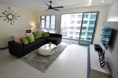 Punggol Walk (Block 272A), The Roomakers, Modern, Living Room, HDB, Couch, Furniture, Calligraphy, Handwriting, Text