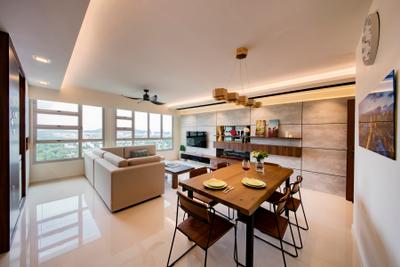 Clementi Avenue 4 (Block 312B), The Orange Cube, Contemporary, Scandinavian, Dining Room, HDB, Hanging Lights, Recessed Lights, Cove Light, Homogeneous Tiles, False Ceiling, Dining Table, Furniture, Table, Chair, Indoors, Interior Design, Room