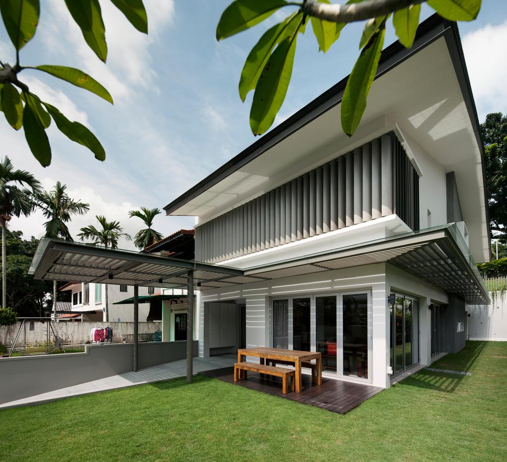 Minimalist, Landed, Westlake House (Bukit Timah), Architect, Wallflower Architecture + Design, Exterior, Facade, Building, House, Housing, Villa, Dining Table, Furniture, Table