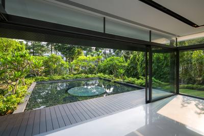 Secret Garden House (Bukit Timah), Wallflower Architecture + Design, Contemporary, Garden, Landed, Round Pool, Pond, Deck, Timber Deck, Wood Decking