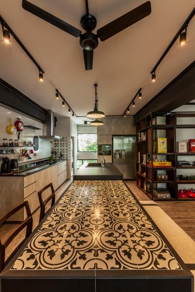 Queenstown, The Interior Lab, Industrial, Vintage, Dining Room, HDB, Appliance, Electrical Device, Oven, Bookcase, Furniture, Lathe, Machine, Indoors, Interior Design, Shelf