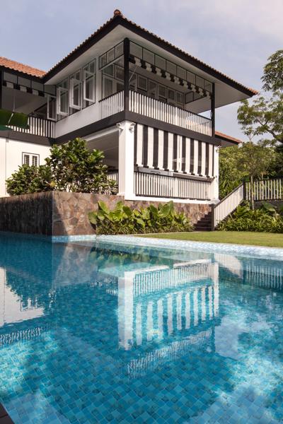 Maryland Drive, Aamer Architects, Traditional, Landed, Pool, Water, Building, Hotel, Resort, Swimming Pool, Backyard, Outdoors, Yard, Bonsai, Flora, Jar, Plant, Potted Plant, Pottery, Tree, Vase