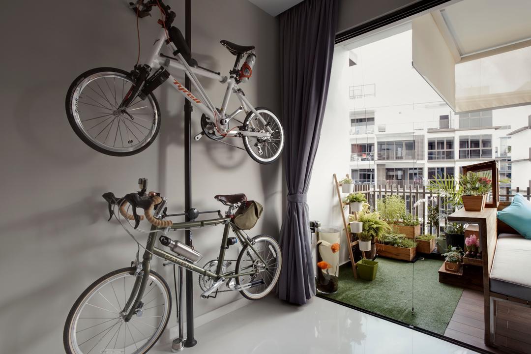 The Inflora, The Orange Cube, Modern, Scandinavian, Balcony, Condo, Bicycle, Bike, Transportation, Vehicle, Mountain Bike