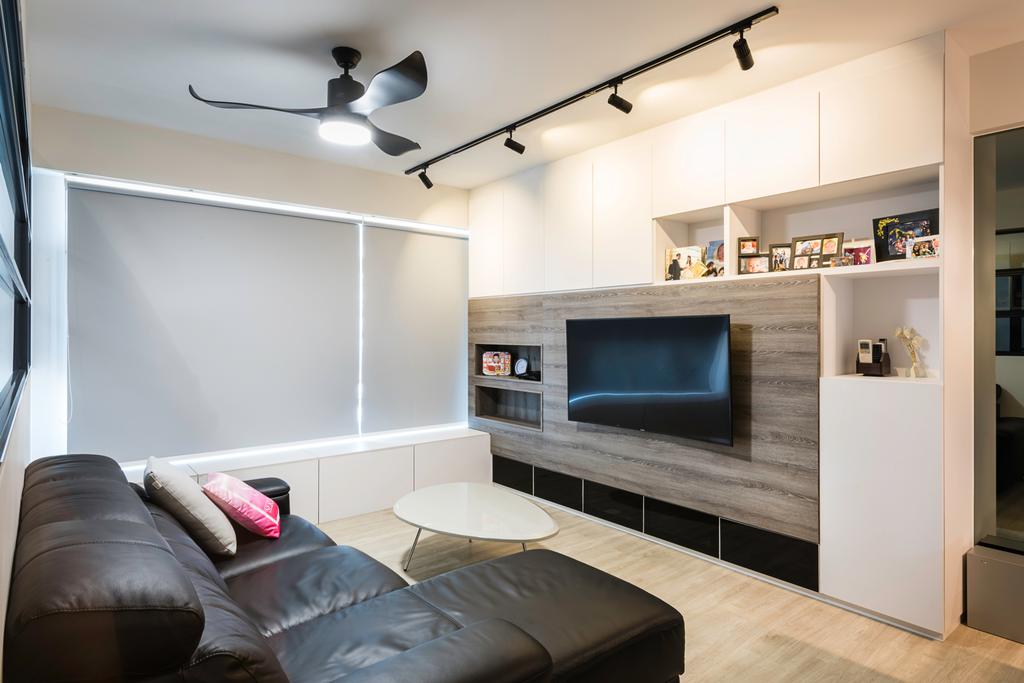 Modern, HDB, Living Room, Sumang Walk (Block 217C), Interior Designer, IdeasXchange, Couch, Furniture, Lamp