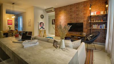 Glomac Damansara, Dot Works, Contemporary, Living Room, Condo, Hearth, Fireplace, Indoors, Interior Design