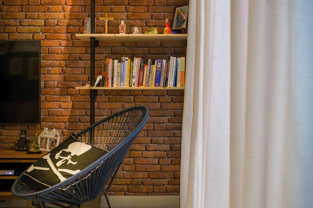 Glomac Damansara, Dot Works, Contemporary, Living Room, Condo, Brick, Chair, Furniture, Bookcase