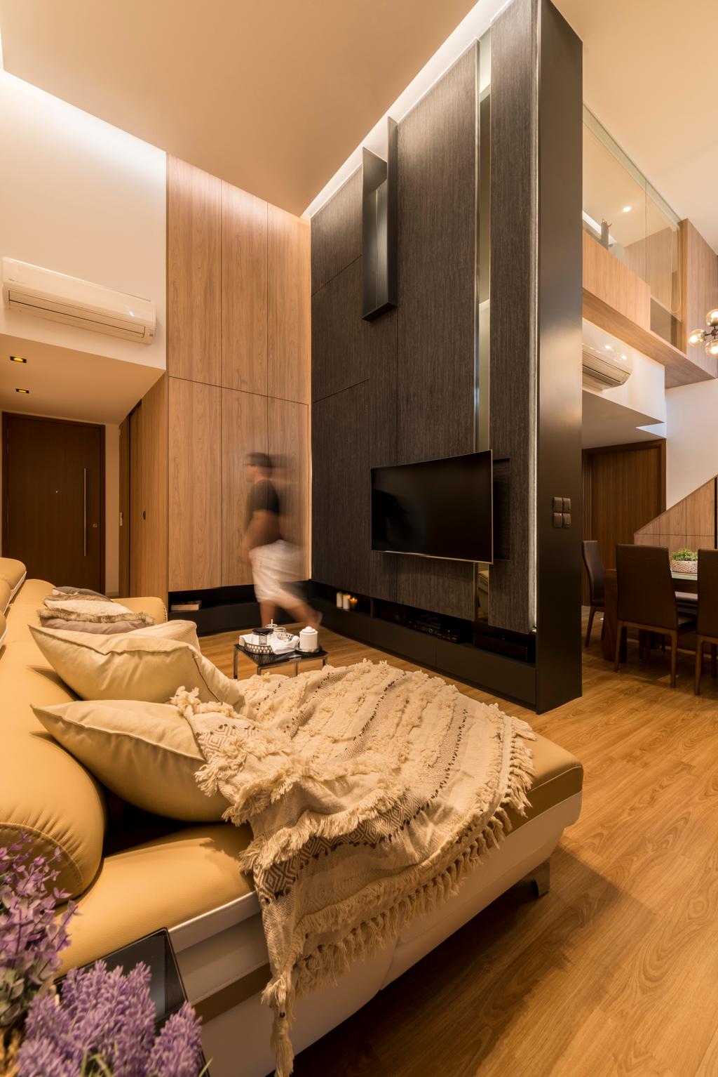 Contemporary, Condo, Living Room, Jalan Singa, Interior Designer, erstudio, Couch, Furniture, Human, People, Person, Bed, Chair