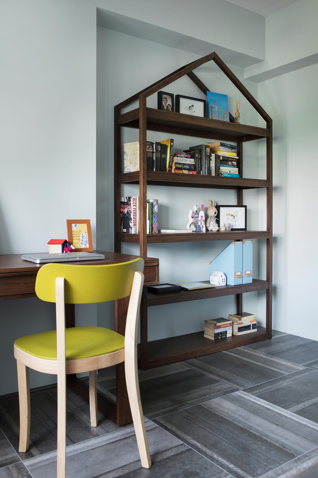 Eclectic, HDB, Study, Upper Serangoon Crescent (Block 473C), Interior Designer, The Scientist, Shelf, Chair, Furniture, Bookcase