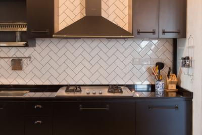 McNair Road, Dap Atelier, , Kitchen, , Subway Tiles, Subway, Tiles, Herringbone, Chevron, Tile Grout, Black Grout, Graphic Wall, Black And White, Indoors, Interior Design, Room, Triangle