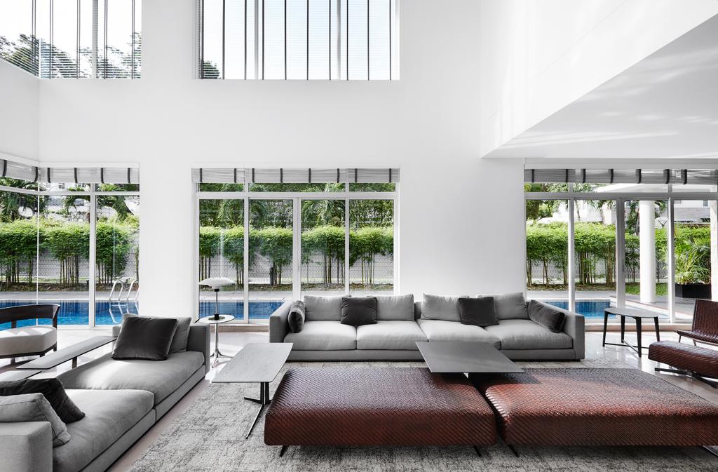 Contemporary, Landed, Living Room, Cable Road, Interior Designer, Third Avenue Studio, High Ceiling, Big Space, Big, Pool, Swimming Pool, Indoors, Room, Furniture, Studio Couch