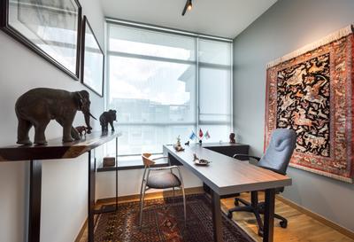 Nathan Suites, Third Avenue Studio, Contemporary, Study, Condo, Dining Room, Indoors, Interior Design, Room, Chair, Furniture, Art, Sculpture, Couch, Animal, Elephant, Mammal, Wildlife, Dining Table, Table