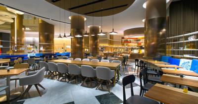 Grand Copthorne Waterfront, designphase dba, Modern, Commercial, Chair, Furniture, Dining Table, Table, Classroom, Indoors, Room, Food, Food Court, Restaurant