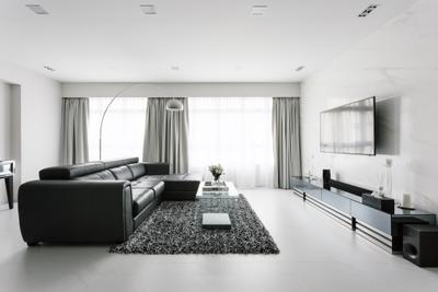 Sumang Walk, Corazon Interior, Modern, Living Room, HDB, Spacious, Modern Luxury, Bright, Airy, Monochrome, Grey, Bright And Airy, Coffee Table, Furniture, Table, Indoors, Room