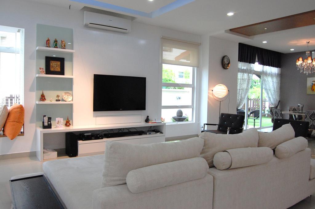 Modern, Landed, Living Room, Shah Alam, Interior Designer, Meridian Interior Design, Couch, Furniture, Indoors, Interior Design