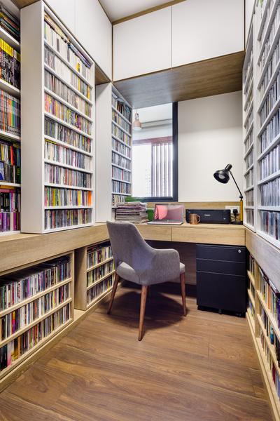 Jewel @ Buangkok, Fuse Concept, Contemporary, Study, Condo, Chair, Furniture, Indoors, Interior Design, Library, Room, Bookcase