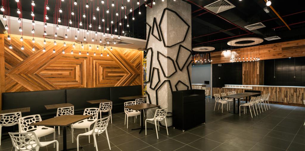 Food Court @ UNITAR, Commercial, Interior Designer, Think Studio, Contemporary, Restaurant, Food Court, F B, Dining Table, Dining Chairs, Chairs, Wood, Wall Decor, Wood Grain, Tv Feature Wall, Pendant Light, Pendant Lights, Hanging Light, Feature Wall, Chair, Furniture, Table, Cafe