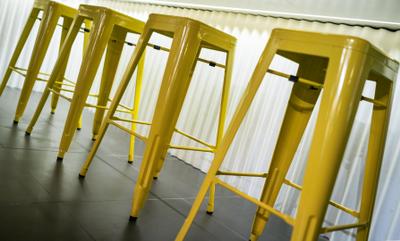 The Burger Shop @ UNITAR, Think Studio, Industrial, Commercial, Stools, High Stool, Yellow, Yellow Furniture, Bar Stool