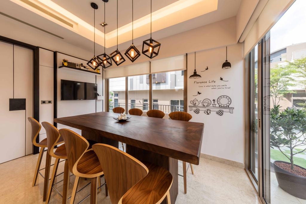 Modern, Landed, Dining Room, The Whitley Residences, Interior Designer, Ciseern, Chair, Furniture, Flora, Jar, Plant, Potted Plant, Pottery, Vase, Dining Table, Table, Indoors, Interior Design, Room, Plywood, Wood