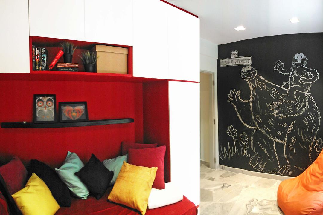 The Resident, Sachi Interiors, Contemporary, Bedroom, Condo, Couch, Furniture, Blackboard