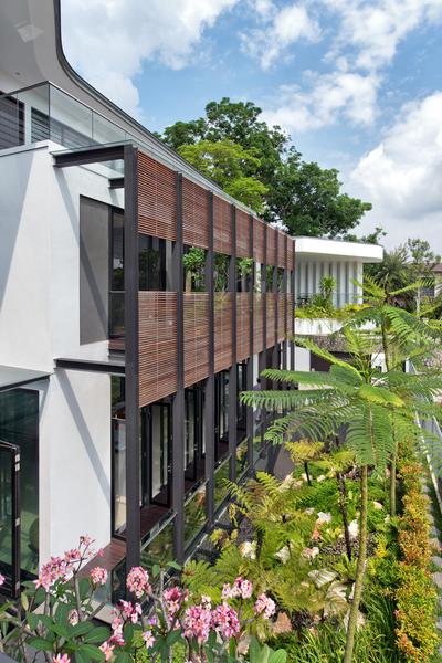 Toh Heights, Kite Studio Architecture, Contemporary, Garden, Landed, Exterior, Facade, Ventilation, Plants, Landscaping, Fern, Flora, Plant, Arecaceae, Palm Tree, Tree, Conifer, Yew