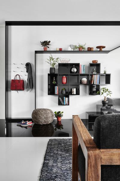 Eunos Road, Dan's Workshop, Modern, Contemporary, Living Room, HDB, Flora, Jar, Plant, Potted Plant, Pottery, Vase, Collage, Poster, Hardwood, Stained Wood, Wood