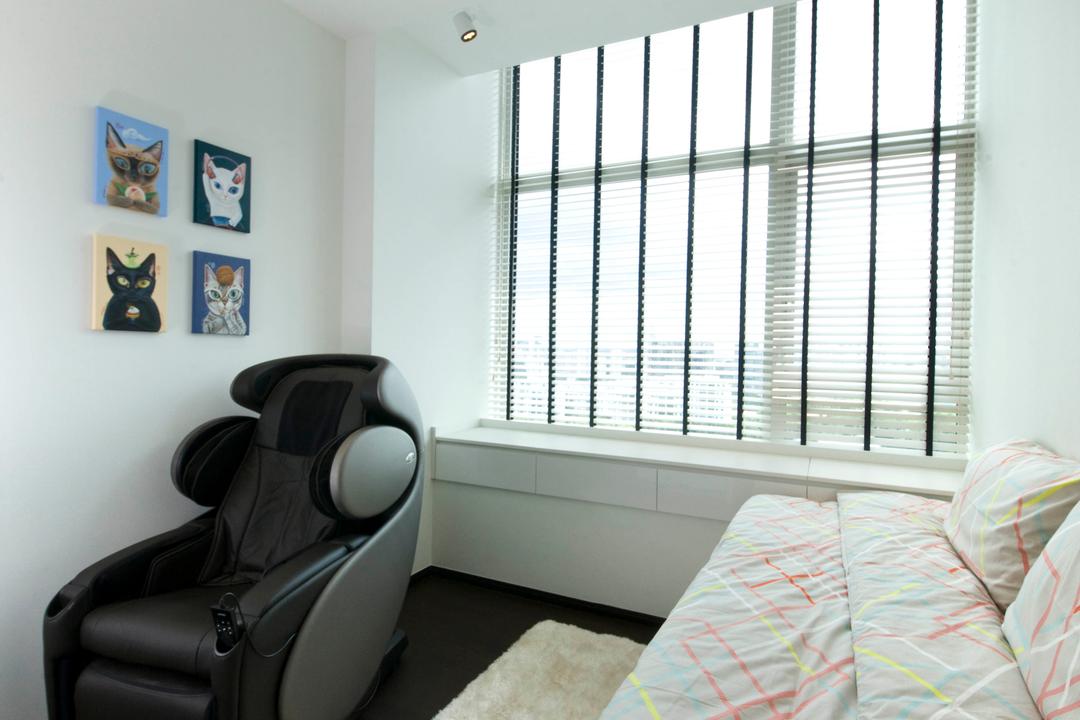 Vision, Habit, Contemporary, Bedroom, Condo, Rug, Bed, Bed Sheet, Flooring, Blinds, Massage Chair, Lights, Furniture, Chair, HDB, Building, Housing, Indoors