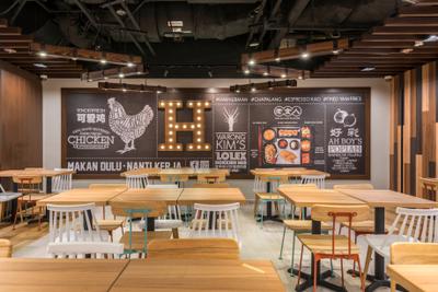 Hawkerman, Flo Design, Commercial, Chair, Furniture, Dining Table, Table, Billboard, Menu, Text, Restaurant, Cafe