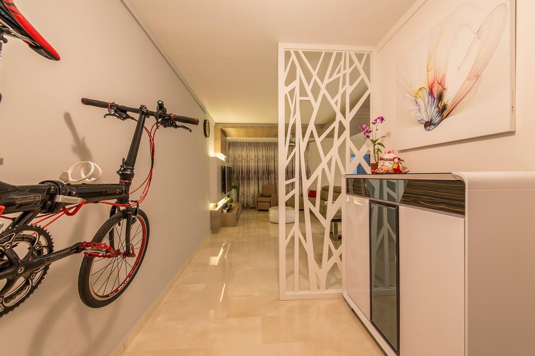 Compassvale Drive, Ace Space Design, Contemporary, HDB, Shoe Cabinet, Wall Art, Wall Decor, Wall Painting, Painting, Partition, Wall Bike Rack, Bicycle, Bike, Transportation, Vehicle, Mountain Bike
