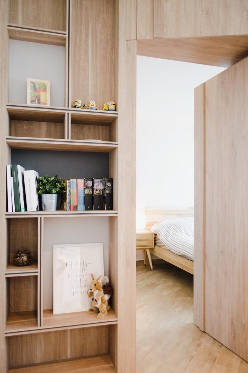Scandinavian, HDB, Bedroom, Ang Mo Kio Street 44, Interior Designer, Authors • Interior & Styling, Flora, Jar, Plant, Potted Plant, Pottery, Vase, White Board, Bookcase, Furniture