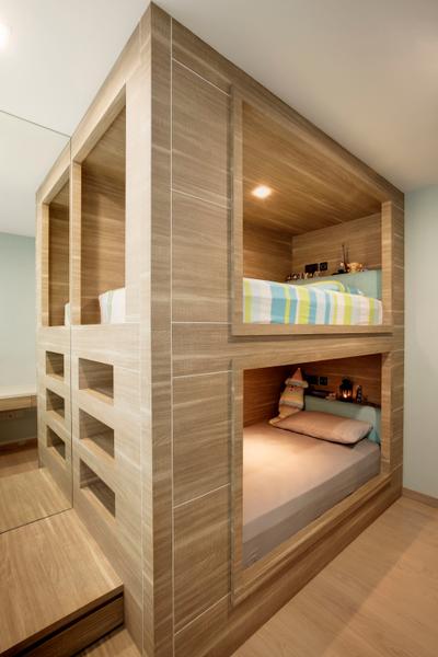 RiverParc Residence, The Orange Cube, Contemporary, Bedroom, Condo, Double Decker Bed, Laminates, Shelve, Bookcase, Furniture, Bed
