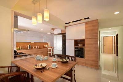 Bedok, The Orange Cube, Contemporary, Dining Room, HDB, Dining Table, Dining Chairs, Oven, Laminates, Marble, Dining Lamps, Dining Light, Kitchen, Furniture, Table, Indoors, Interior Design, Room, Molding