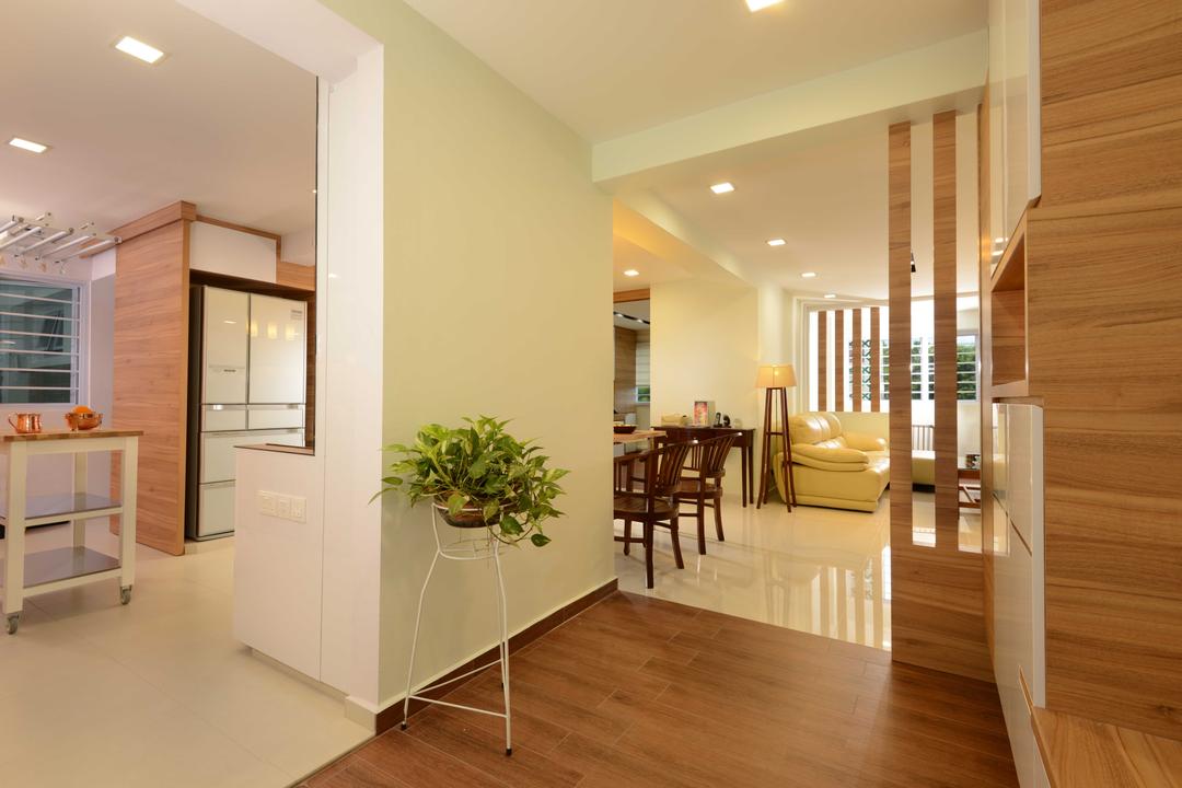 Bedok, The Orange Cube, Contemporary, HDB, Wood, Down Light, Dining Chairs, Trolley, Flooring, Flora, Jar, Plant, Planter, Potted Plant, Pottery, Vase