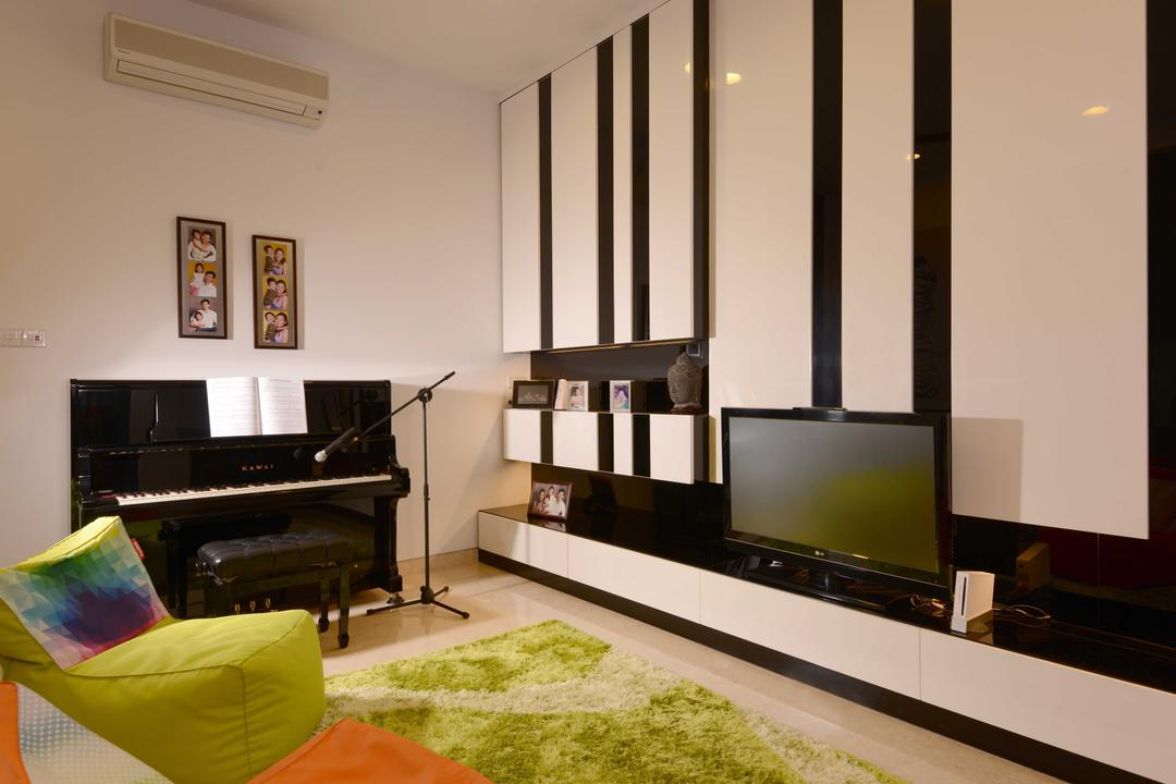 Wilkinson Road, The Orange Cube, Modern, Bedroom, Landed, Piano, Music Room, Tv, Television, Sofa, Carpet, Aircon, Cupboard, Shelf, Grand Piano, Leisure Activities, Music, Musical Instrument, Upright Piano