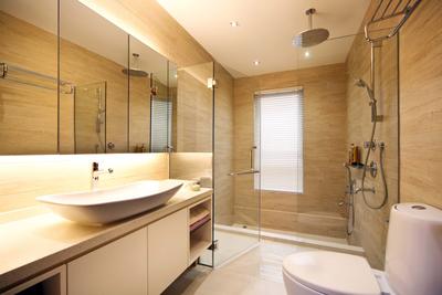 Siang Kuang, Yonder, Traditional, Bathroom, Landed, Cove Light, Modern, Showet, Shower Screen, Sink, White Kitchen Cabinets, Toilet Bowl, Wall Tile, Floor Tiles, Mirror, Mirror Cabinet, Indoors, Interior Design, Room
