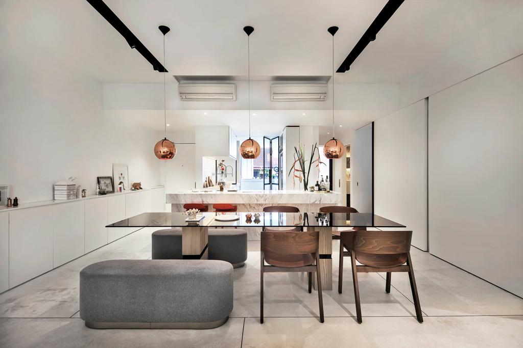 Minimalist, Condo, Dining Room, Mono Apartment, Architect, UPSTAIRS_, Contemporary, Open Kitchen, Open Concept, Open Kitchen Concept, Dining Table, Furniture, Table, Chair, HDB, Building, Housing, Indoors, Loft, Interior Design, Room