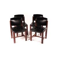 Retro Teak and Leather Chairs 1