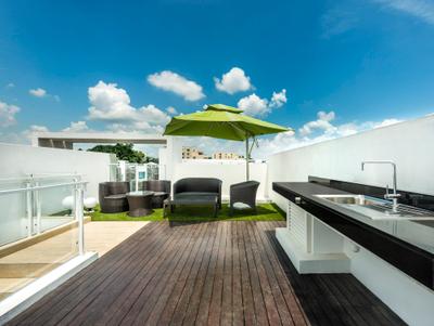 Cabana, Ciseern, Modern, Balcony, Landed, Wood Floor, Lounge Umbrella, Sofa, Sink