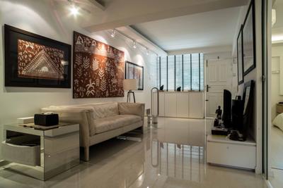 Holland Avenue, Schemacraft, Contemporary, Living Room, HDB, White, Sofa, Brown Coffee Table, Side Tale, Tv Console, Marble, Tiles, Glossy Surface, Art, Couch, Furniture