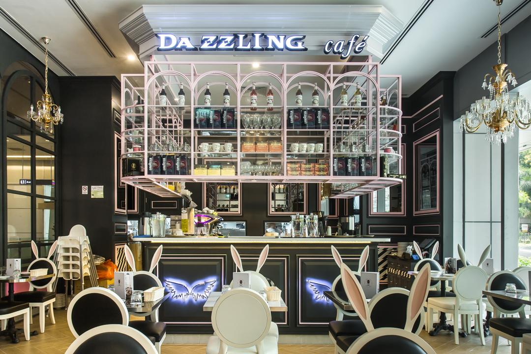Dazzling Cafe @ Orchard Gateway, The Design Practice, Commercial, Chandelier, Lamp, Cafe, Restaurant, Light Fixture, Chair, Furniture, Indoors, Interior Design, Library, Room, Dining Room