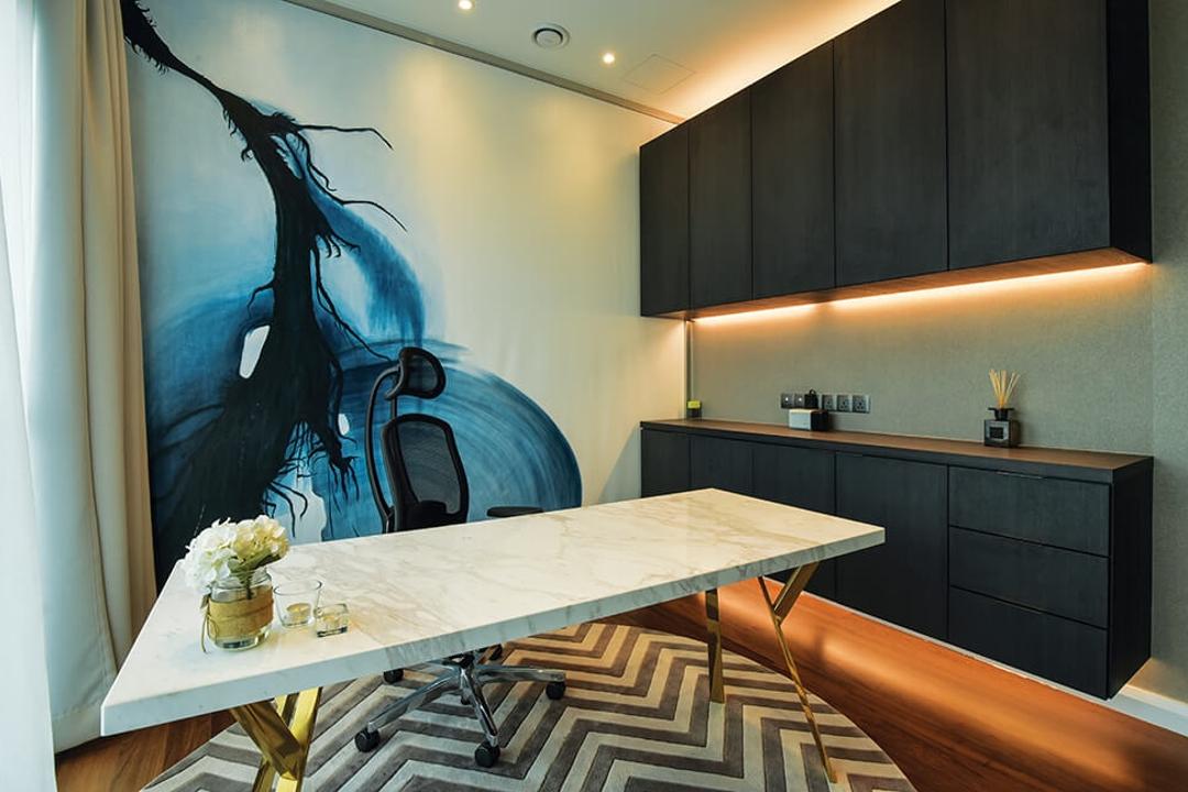 Setia Sky Residence, Kuala Lumpur, Hoe & Yin Design Studio, Contemporary, Study, Condo, Dining Table, Furniture, Table, Sideboard, Plywood, Wood, Indoors, Interior Design