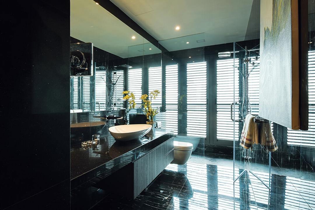 Setia Sky Residence, Kuala Lumpur, Hoe & Yin Design Studio, Contemporary, Bathroom, Condo, Sink, Pool, Water, Indoors, Interior Design, Room