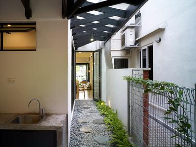 Binchang Rise, The Design Abode, Minimalist, Landed, Wet Kitchen, Stones, Pathway, Light Fixture, Patio