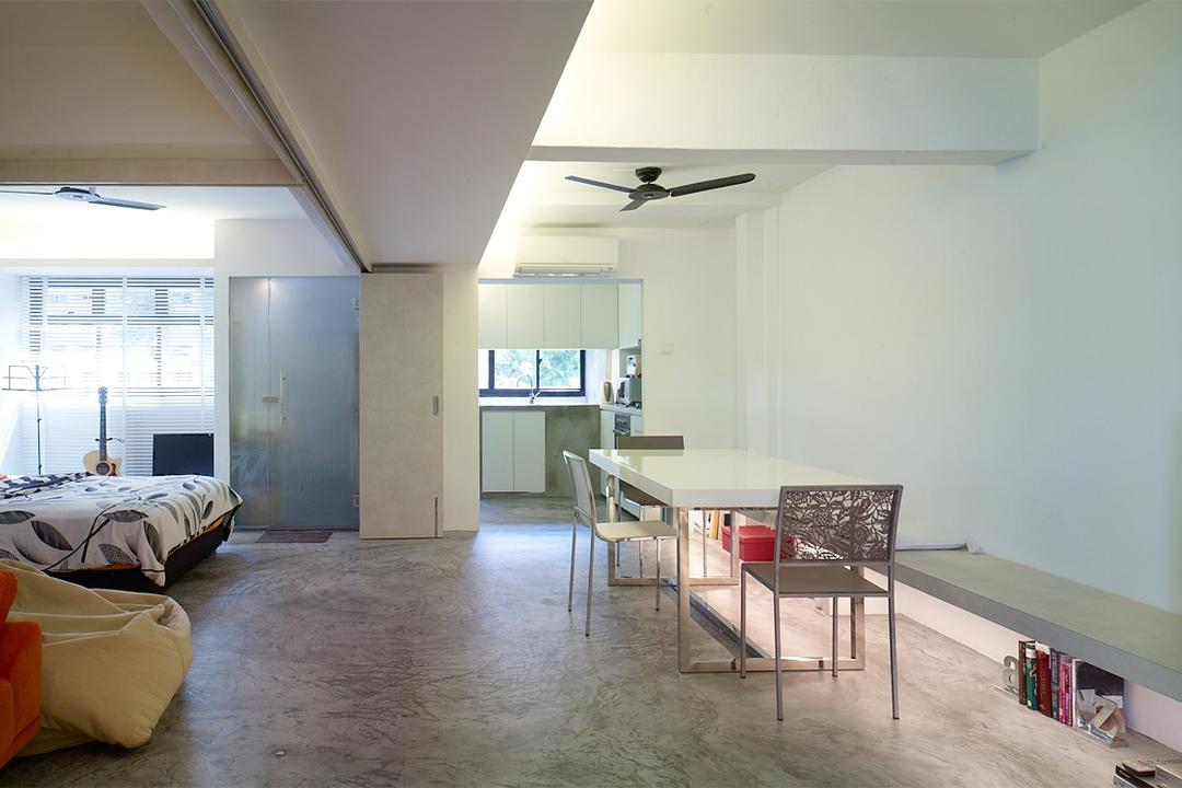 Holland Avenue, The Design Abode, Minimalist, Living Room, HDB, Sofa, Bean Bag, Tiles, Dining Chairs, Dining Table, Tv, Tv Console, Ceiling Fan, Bed, Cove Light, Canvas, Furniture, Table