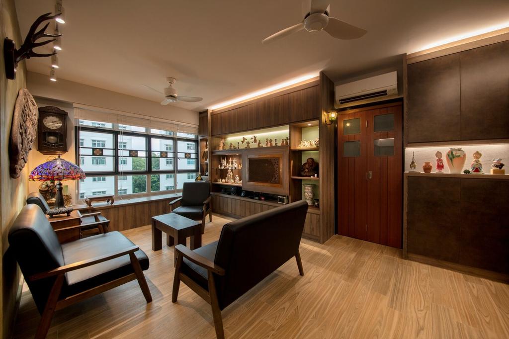 Modern, HDB, Living Room, Yishun Ring Road, Interior Designer, Starry Homestead, Hardwood, Wood, Furniture, Sideboard, Chair